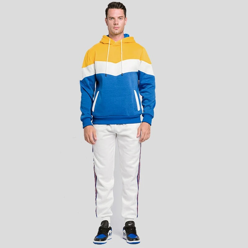 Patchwork Fleece Hoodie för män