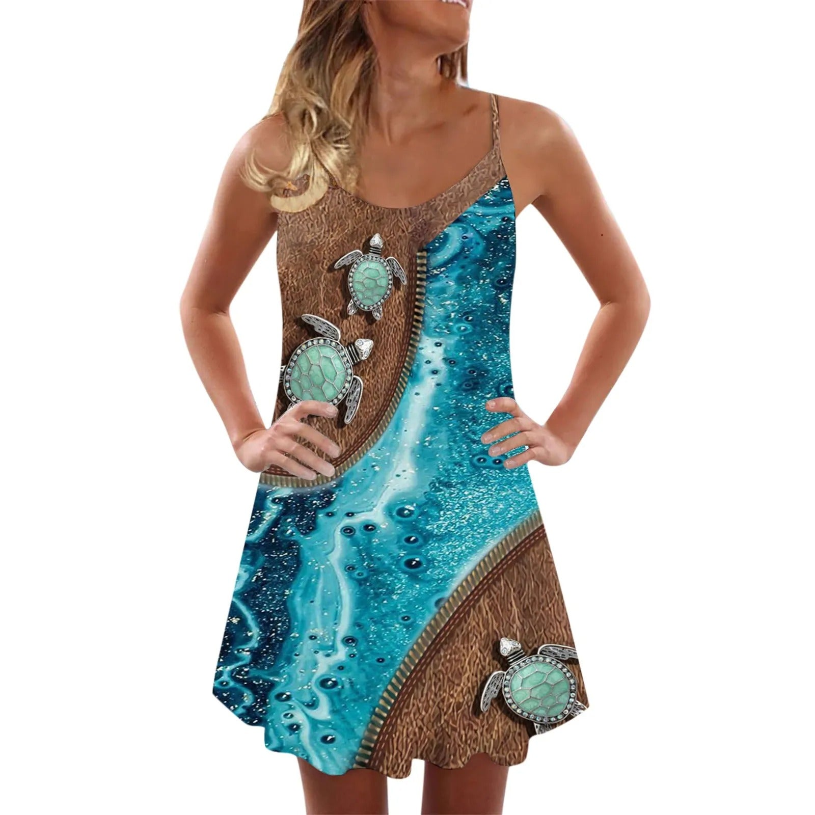 Cami-klänning med sköldpaddstryck