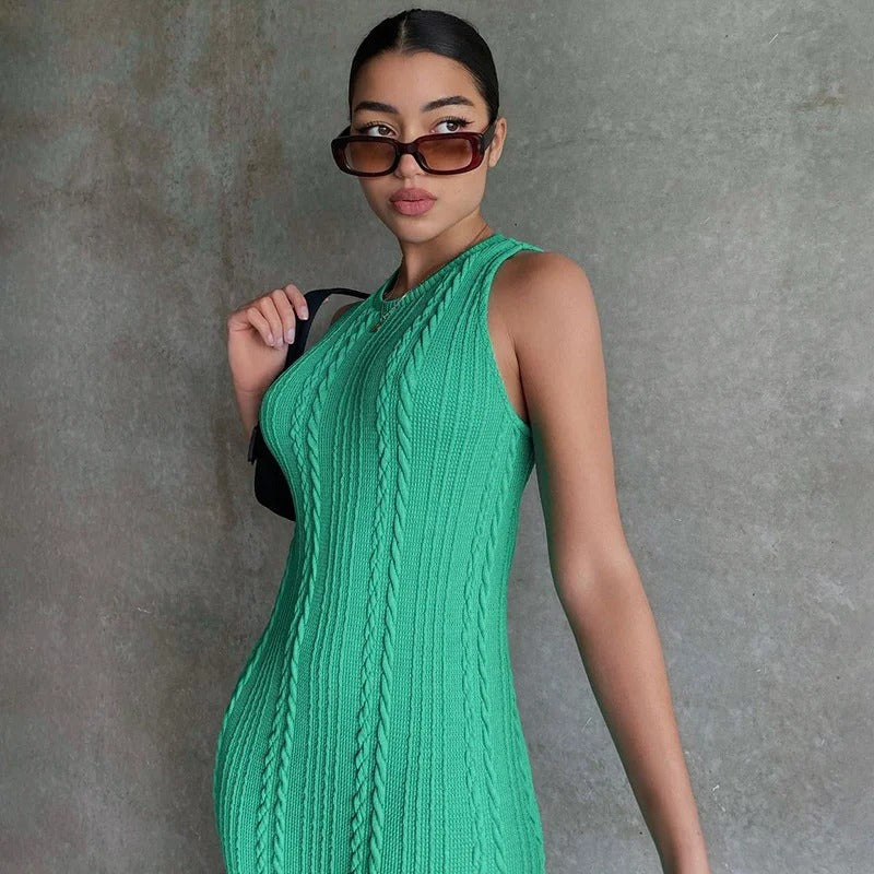 Ärmlös virkad bodycon för kvinnor