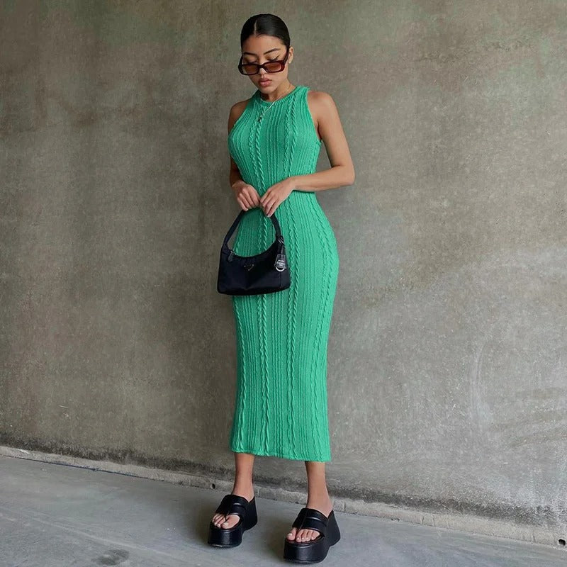 Ärmlös virkad bodycon för kvinnor
