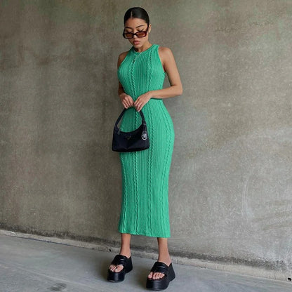 Ärmlös virkad bodycon för kvinnor