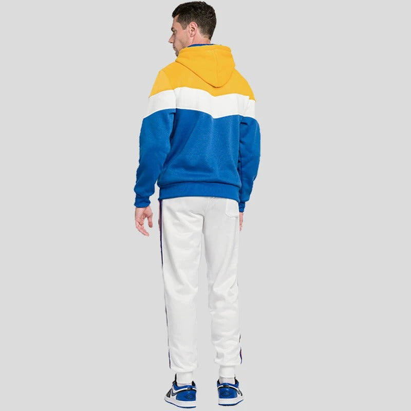 Patchwork Fleece Hoodie för män