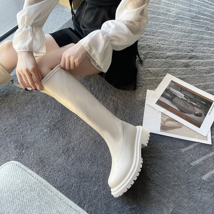 Långa Läderstil Stövlar för kvinnor