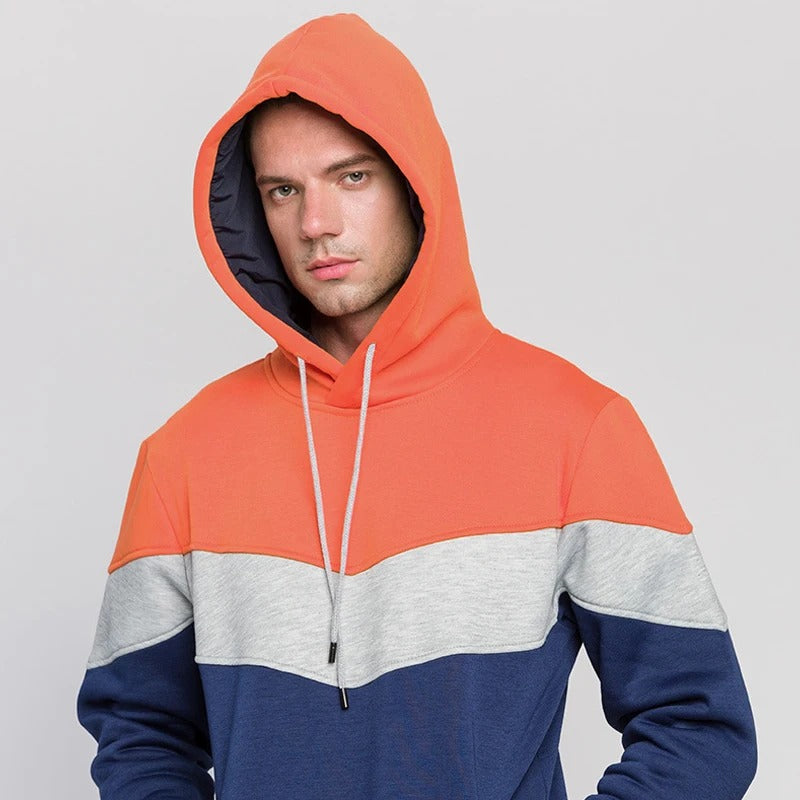 Patchwork Fleece Hoodie för män