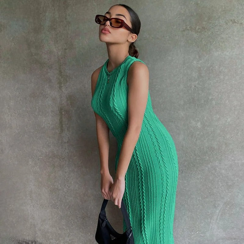 Ärmlös virkad bodycon för kvinnor