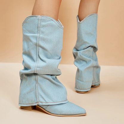 Blockklackar Damstövlar i jeans