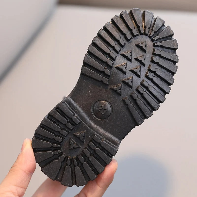 Läderstil stövlar med sidozipp för barn