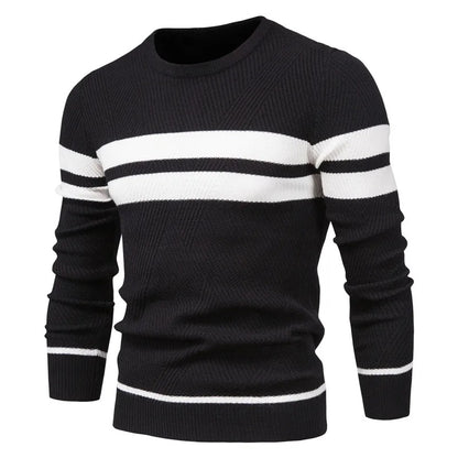 Patchwork-pullover med O-ringning för män