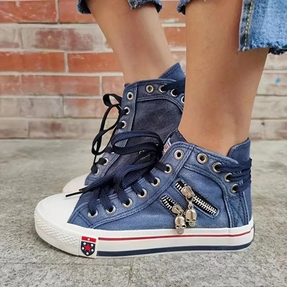 Denimstil Hi-Top Sneakers För Kvinnor