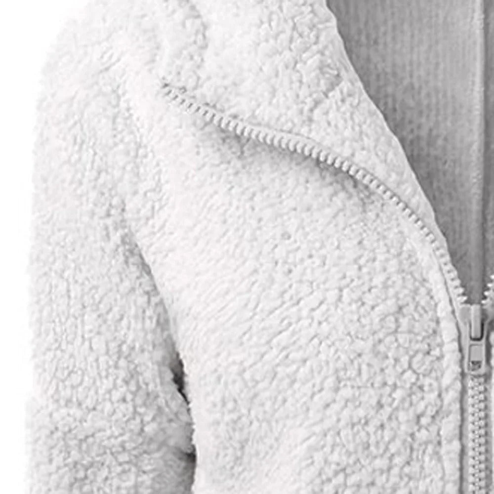 Fleece vinterjacka med huva för kvinnor
