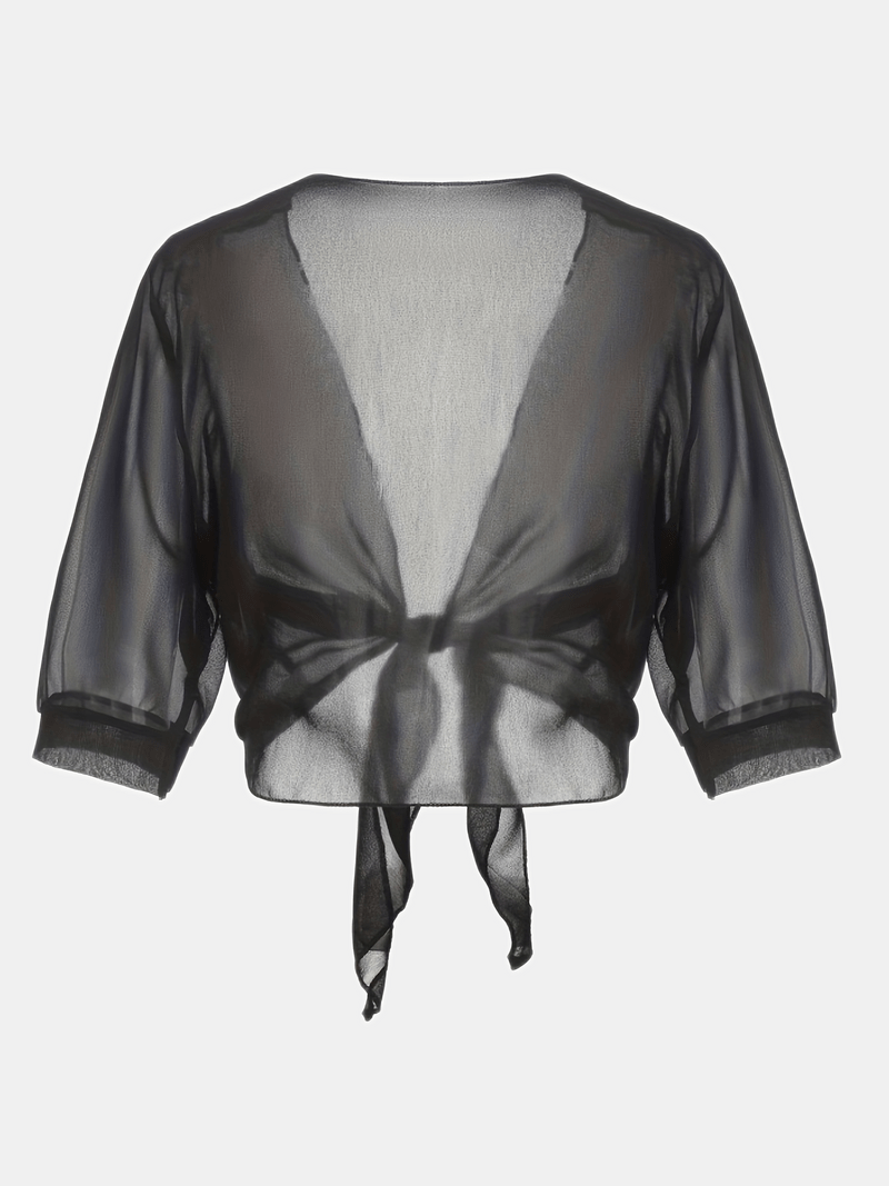 Vit Blus Dam Öppen Front Luftig Design i 100% Bomull-6