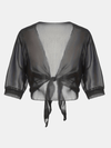 Vit Blus Dam Öppen Front Luftig Design i 100% Bomull-6