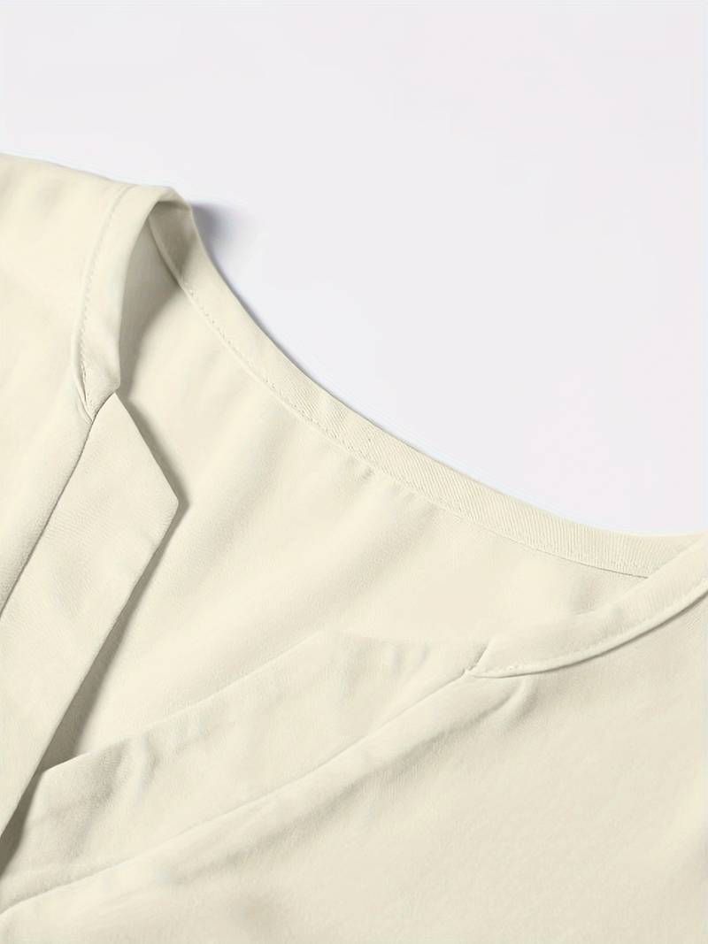 Dam Långärmad Topp Festtoppar Mjuk Blandning Hackad Halsringning-4