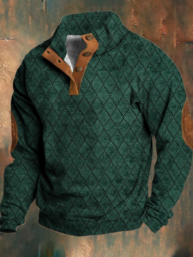 Herr Fleecetröja Retro Casual Mjuk Bomullspolyesterblandning 2