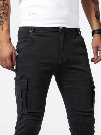 Herr Slim-Fit Cargo Byxor Modern Design 100% Bomull-4