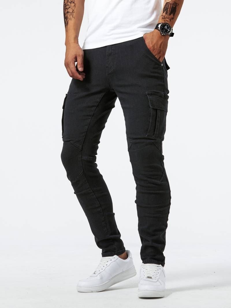 Herr Slim-Fit Cargo Byxor Modern Design 100% Bomull-2