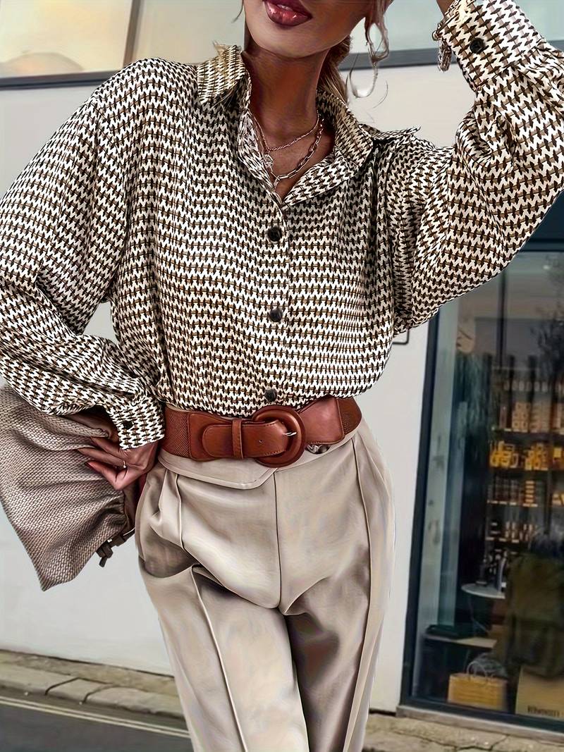 Dam Blus Långärmad Vintage Bomull-5