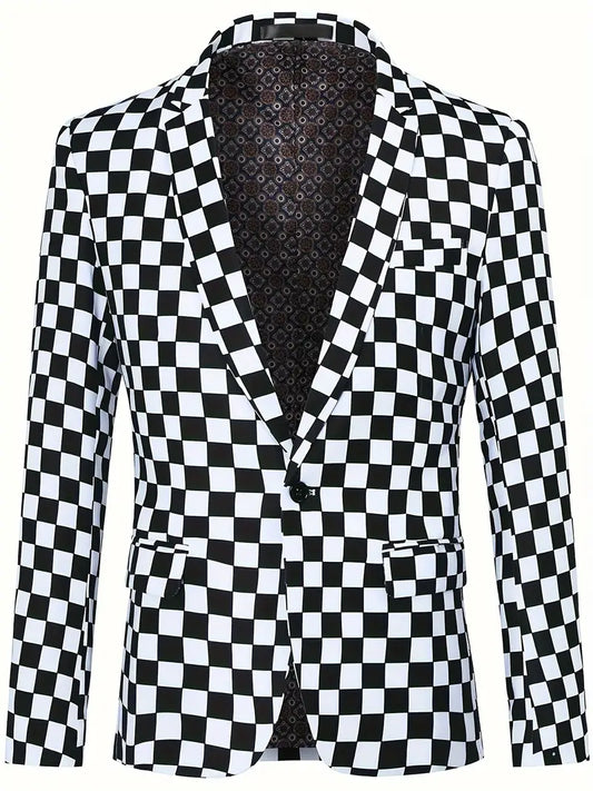 Variant image for Herr Kostymjacka Modern Schackbrädsmönster Polyester Bomull-1