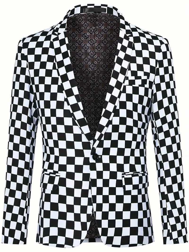 Variant image for Herr Kostymjacka Modern Schackbrädsmönster Polyester Bomull-1
