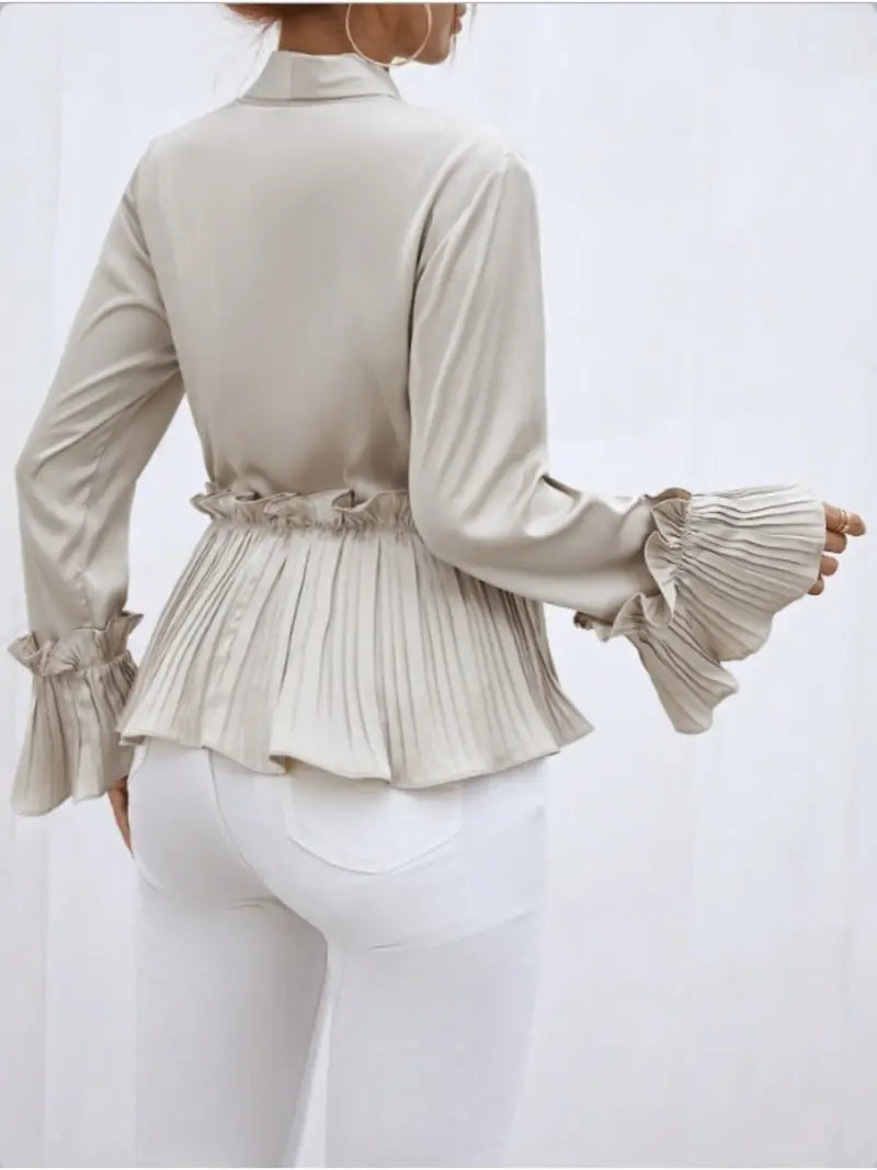 Dam Satinblus Elegant Lätt Mjuk-6