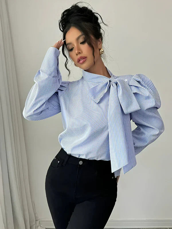 Dam Skjorta Elegant Randig 100% Bomull-2