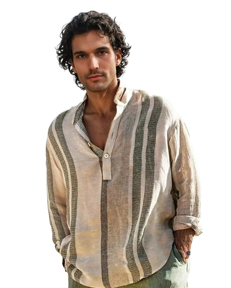 Herr Löst Linne-stil Skjorta Avslappnad Stil Linblandning