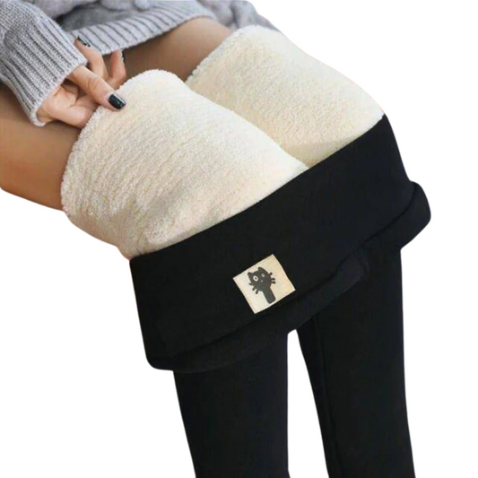 Sammetsklädd fleece Vinterleggings för damer