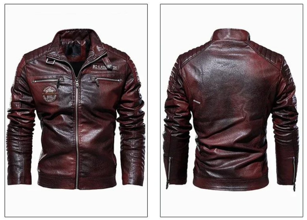 Fleece motorcykel Läderstil jacka för män