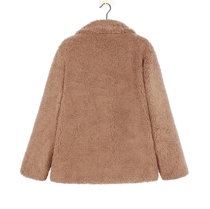 Oversized fluffig fleecejacka för kvinnor