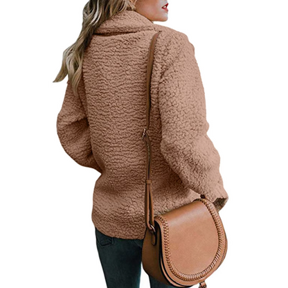 Oversized fluffig fleecejacka för kvinnor