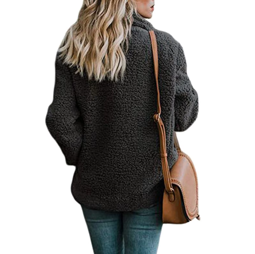 Oversized fluffig fleecejacka för kvinnor