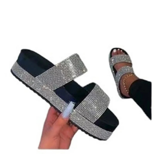 Glittersandaler för kvinnor