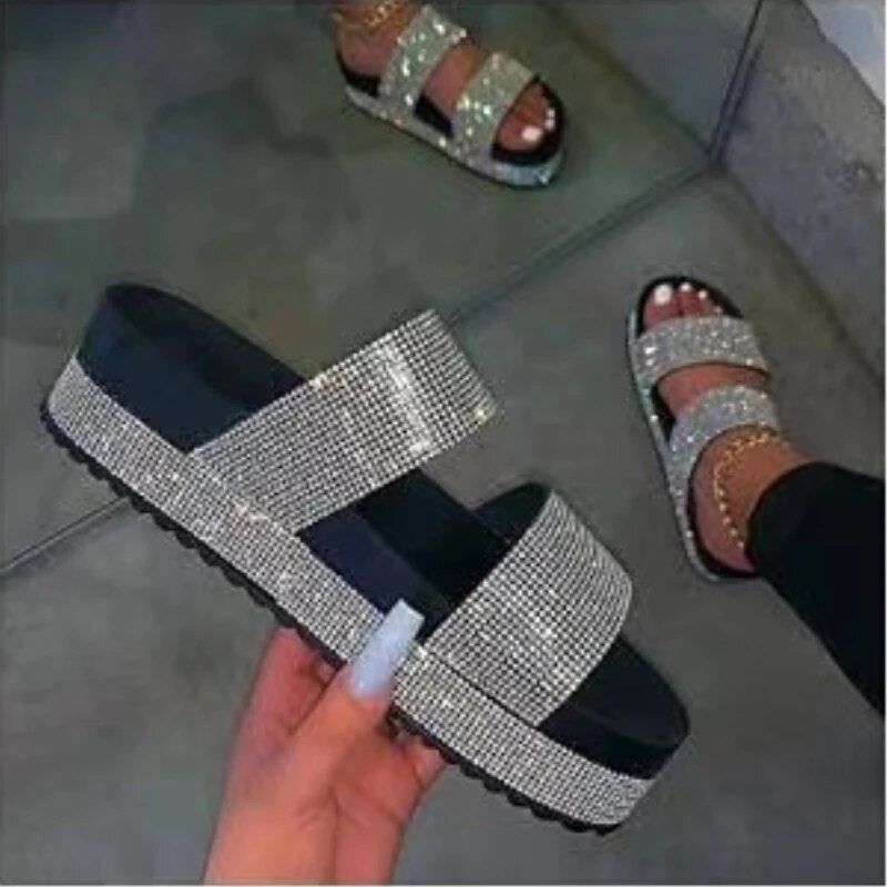 Glittersandaler för kvinnor