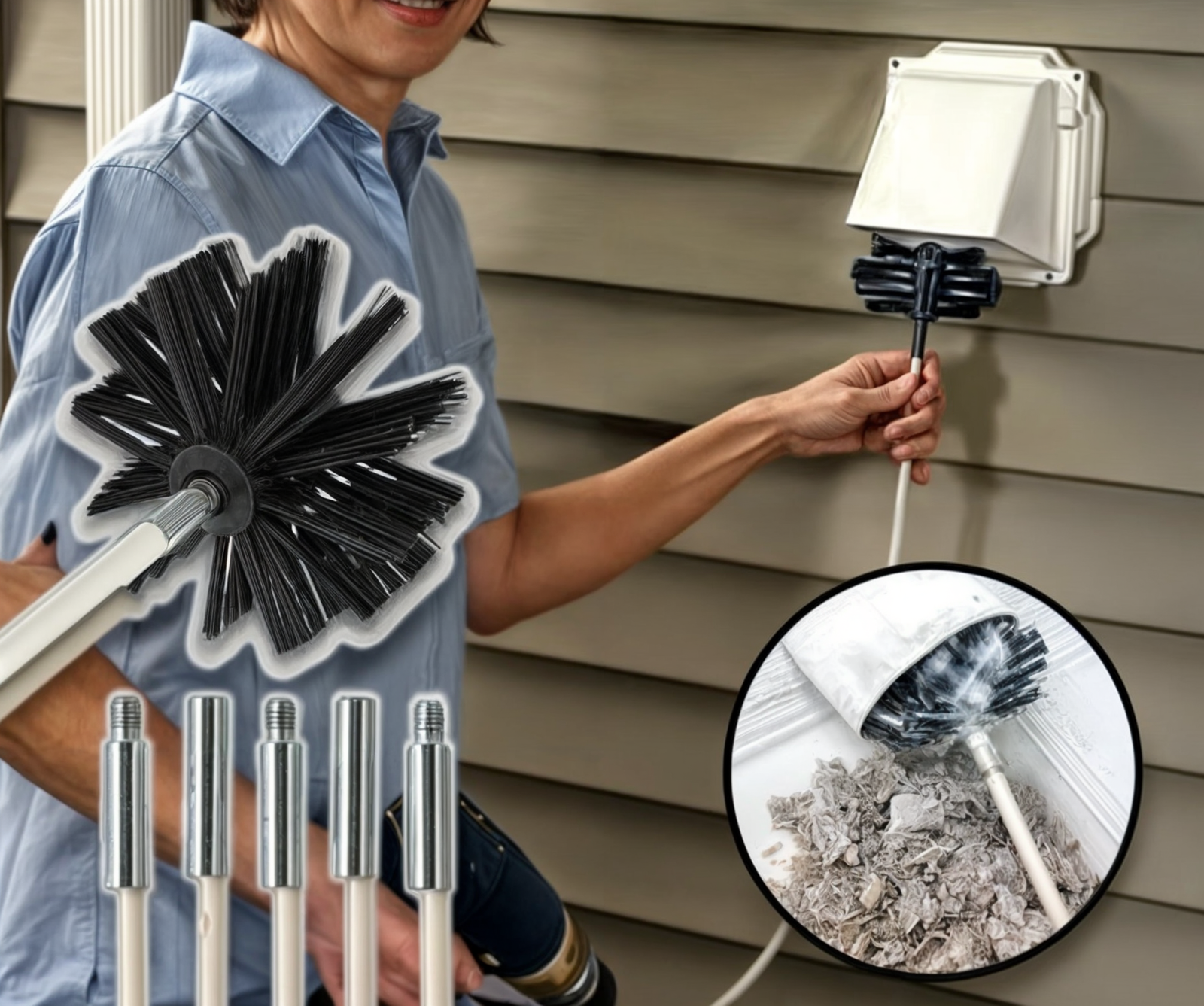 Inre roterande rengöringsborste för rör