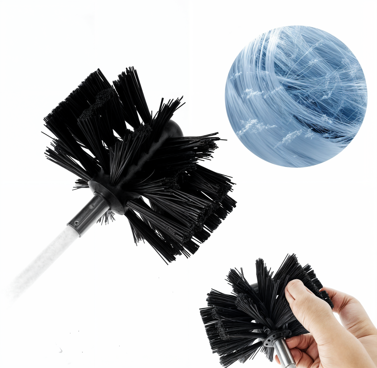 Inre roterande rengöringsborste för rör