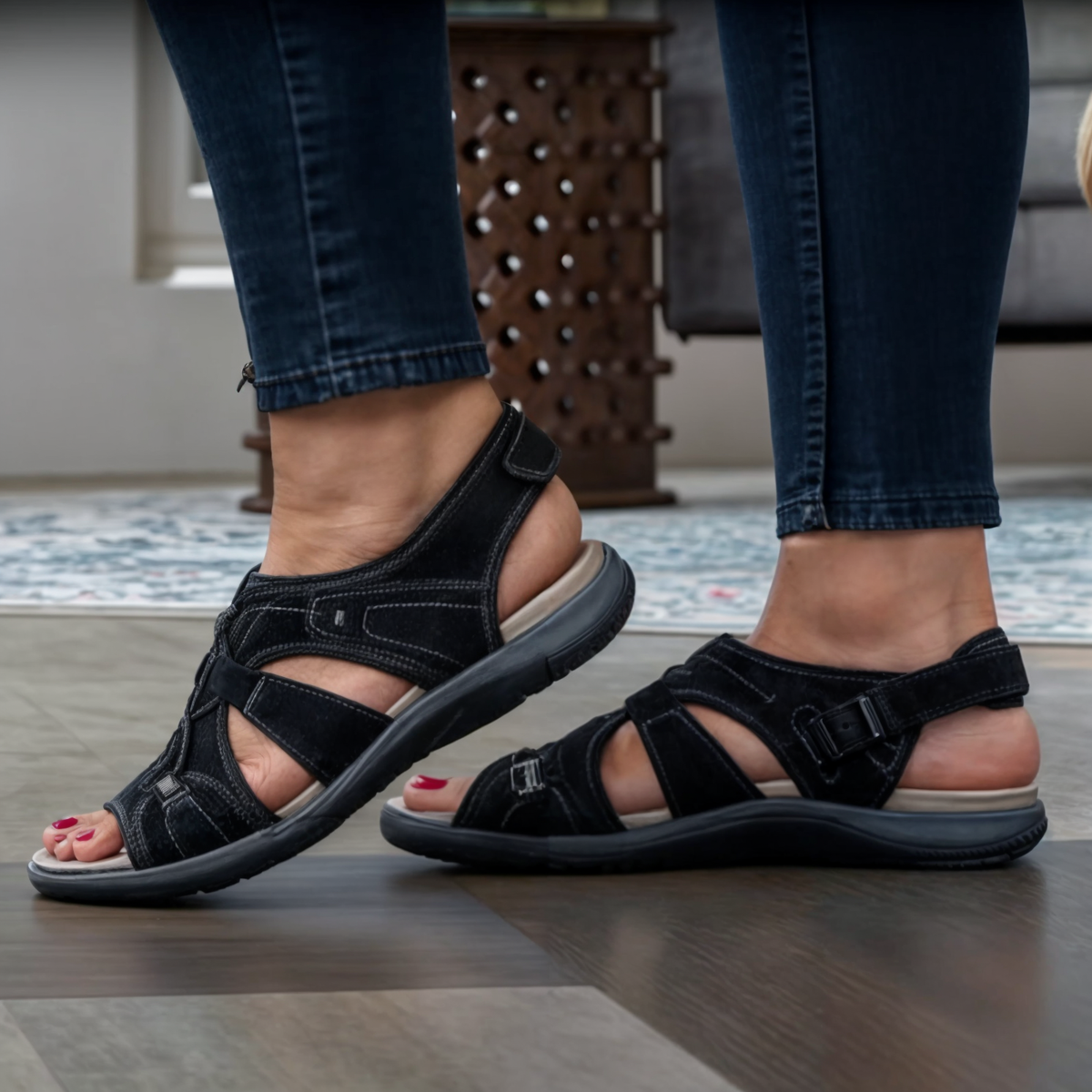 Sandaler med rund öppen tå