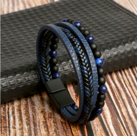 Unisex Armband Set Flätat Konstläder med Pärlband 5