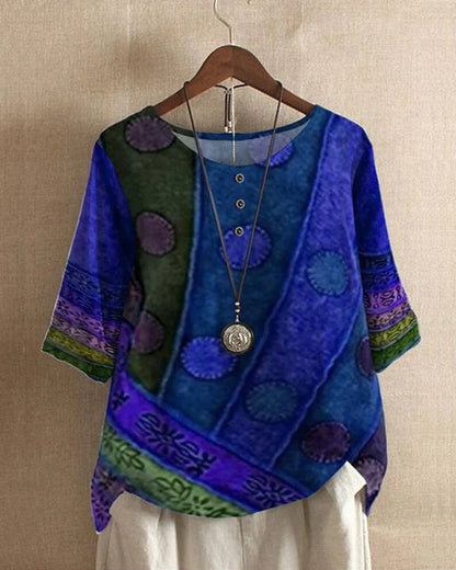 Variant image for Snygga Blusar Dam Flerfärgad Vintage Löst Fit Lätt Polyester-13