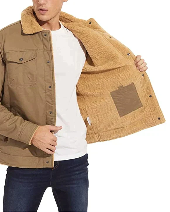 Herr Vinterjacka Armygrön Sherpa-foder Vattenavvisande Robust Design-5
