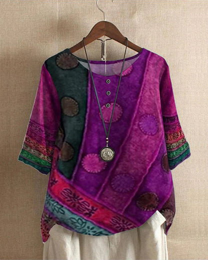 Variant image for Snygga Blusar Dam Flerfärgad Vintage Löst Fit Lätt Polyester-9