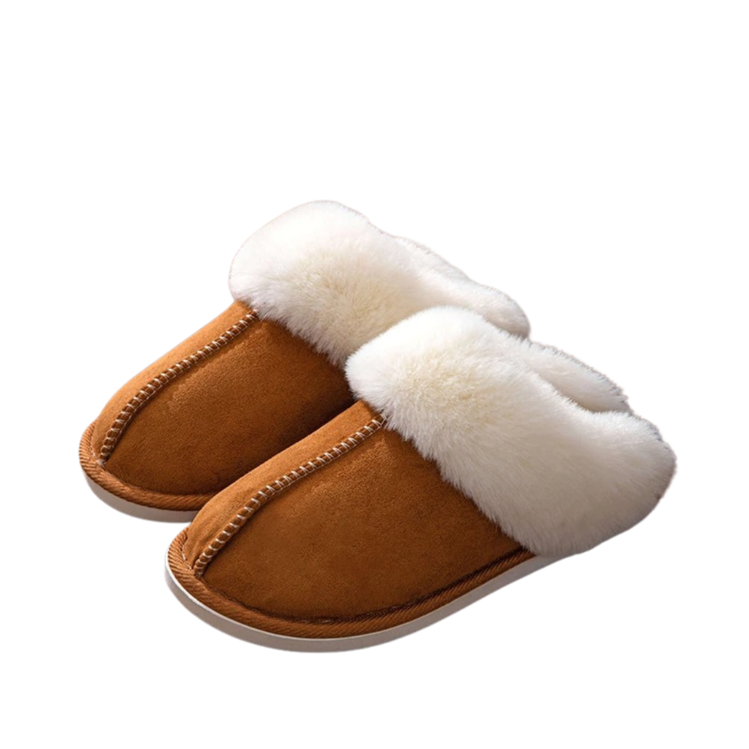 Fluffiga varma mockatofflor dam