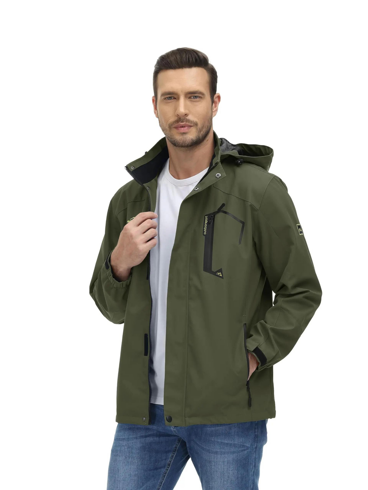 Fleece skidjacka med huva för herrar