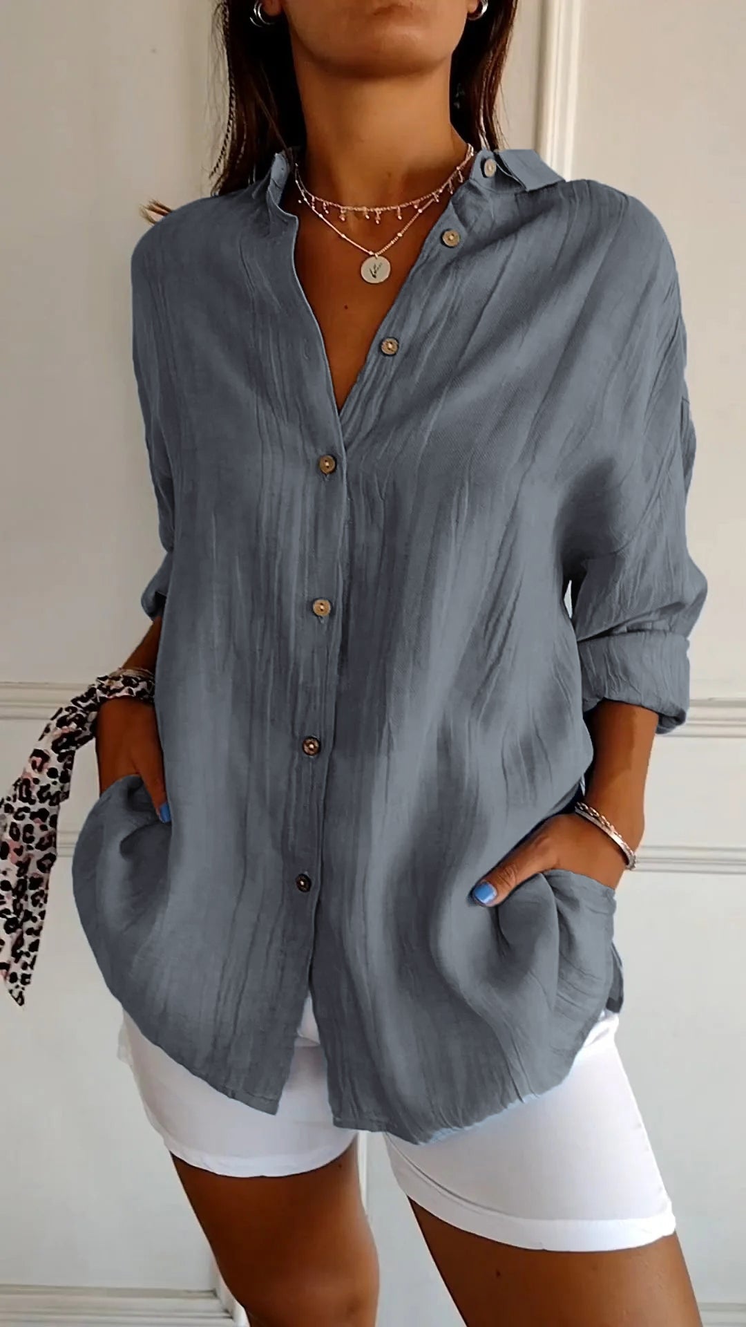 Variant image for Vit Dam Blus Klassisk Krage Mjuk Polyester-73