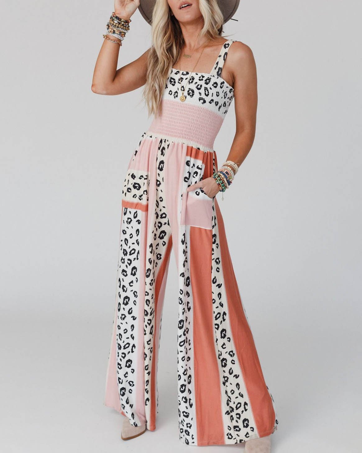 Dam Jumpsuit Elegant Bredbenad Polyester-1