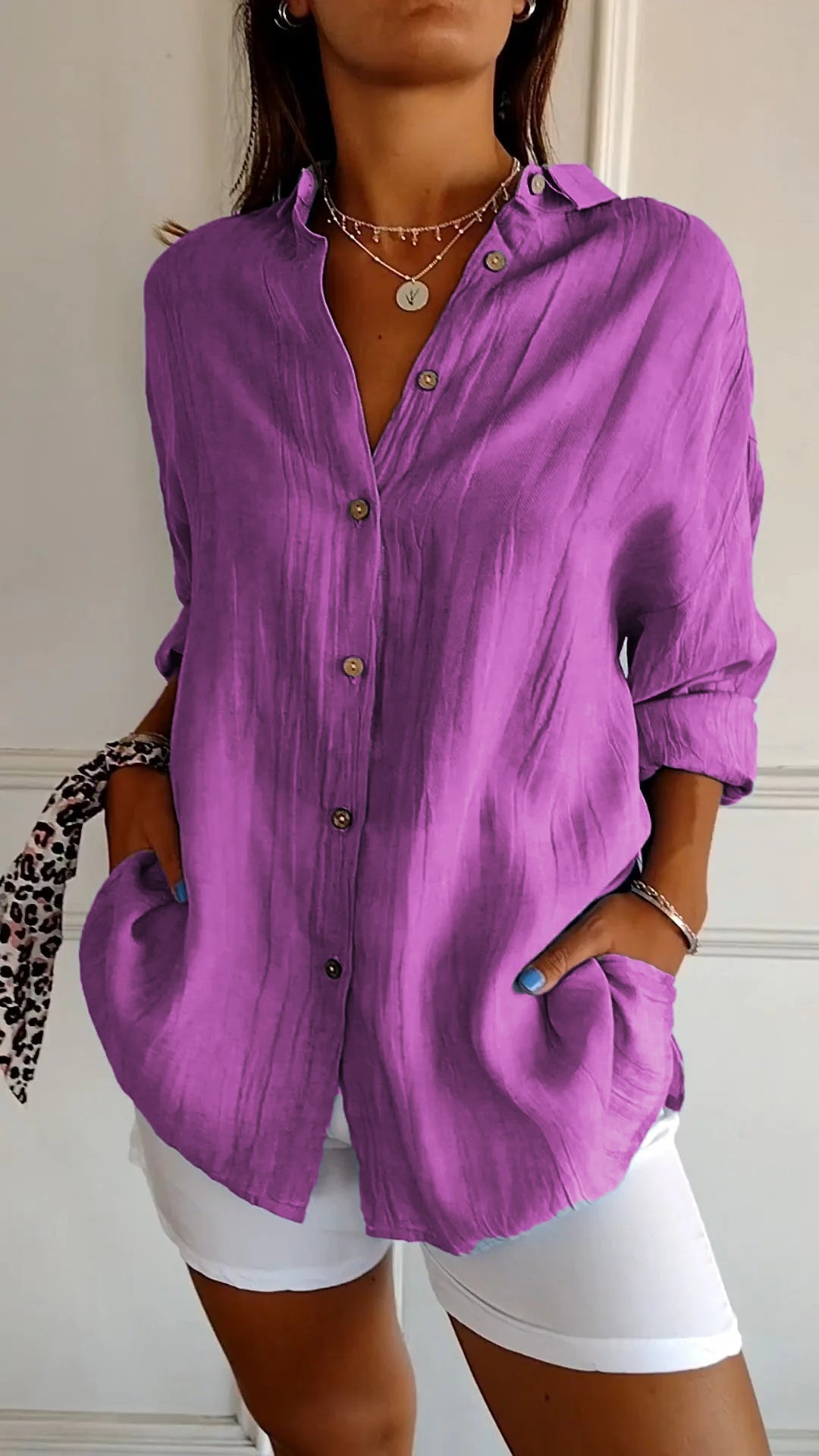 Variant image for Vit Dam Blus Klassisk Krage Mjuk Polyester-65