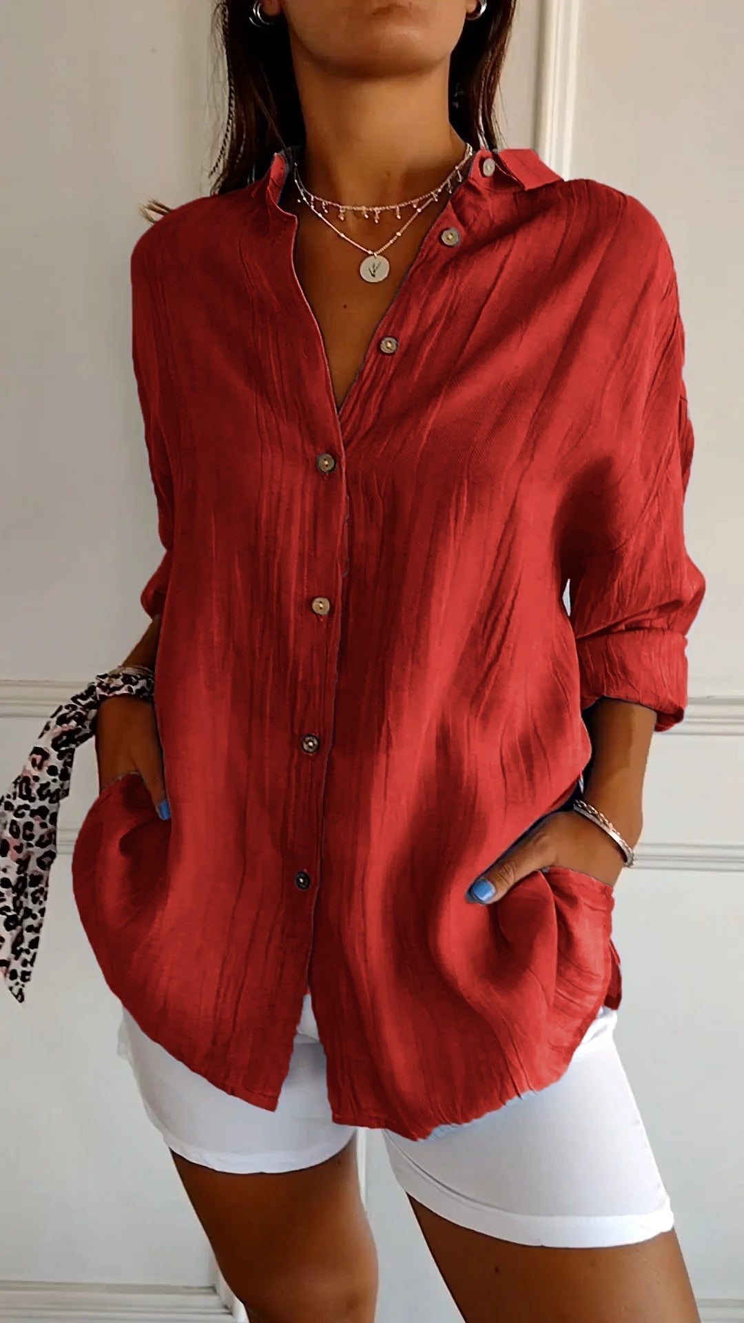 Variant image for Vit Dam Blus Klassisk Krage Mjuk Polyester-49