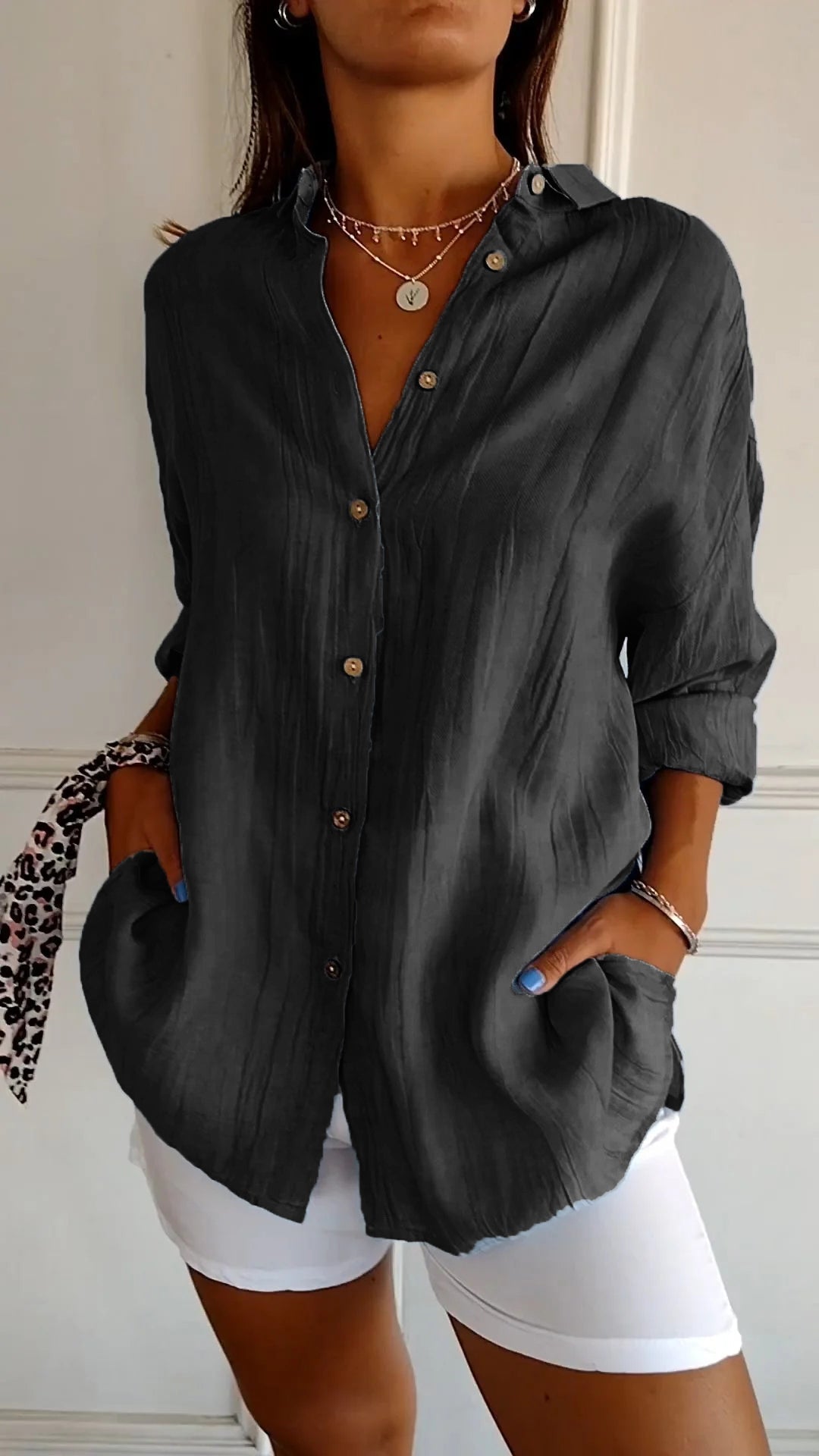 Variant image for Vit Dam Blus Klassisk Krage Mjuk Polyester-81