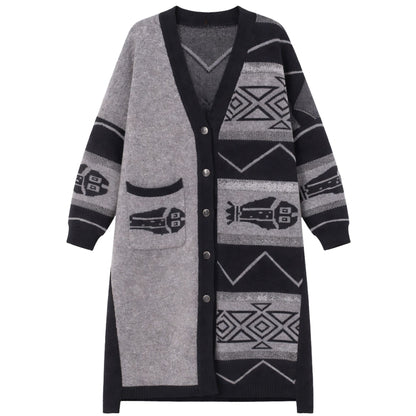Kvinnors Lång Kappa Asymmetrisk Design V-hals