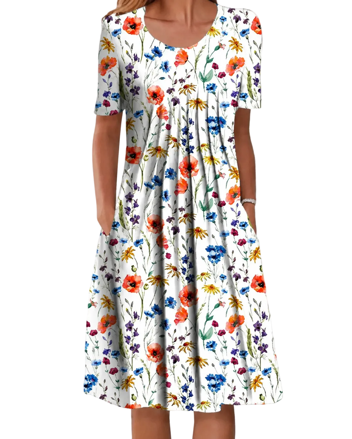 Kvinnors Midi Klänning Blommig Stil