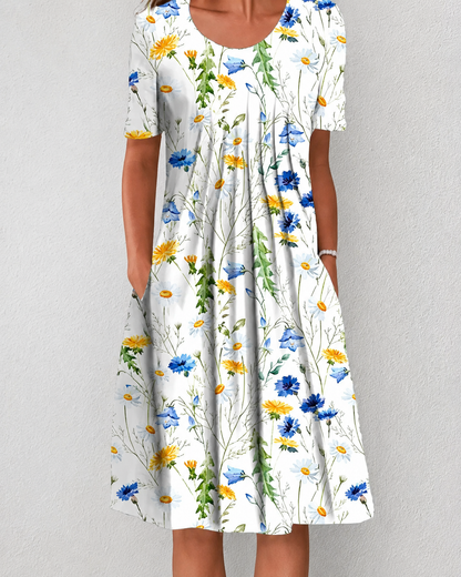Kvinnors Midi Klänning Blommig Stil